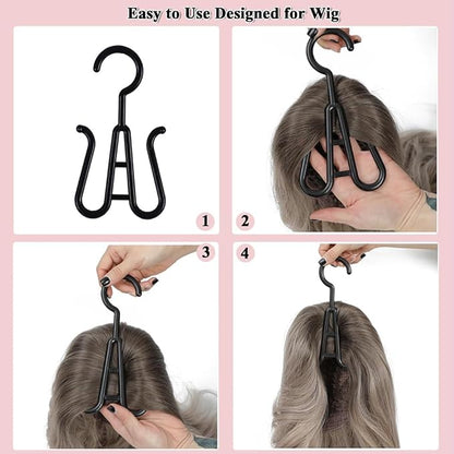3PCS wig Hanger Hair Extension Holder Wig Storage for Multiple Wigs Bags Storage with Hanger Wig Holder Dust-proof Hair Extension Storage with Hook hair extensions, wigs & accessories (Purple)