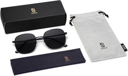 SOJOS Classic Trendy Square Sunglasses for Women Men Cute Big Frame Gold Shades SJ1137
