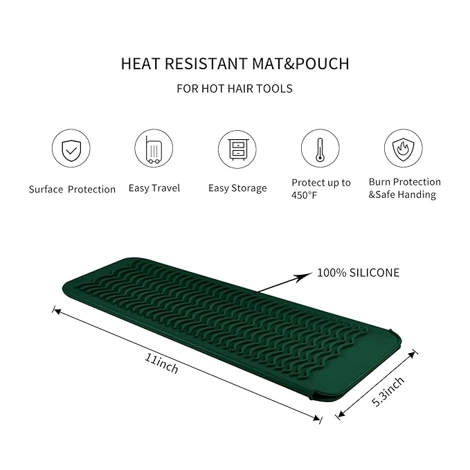 Heat Resistant Travel Mat Pouch for Hair Straighteners,Crimping Irons,Curling Wands,Flat Irons and Styling Tools