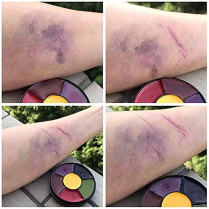 Mysense Liquid Latex Scar Wax SFX Makeup Kit for Fake Scars Wounds Burns With 6 Color Bruise Wheel Face Body Paint Stage Blood Coagulated Blood Gel and Spatula Sponges Q-tips