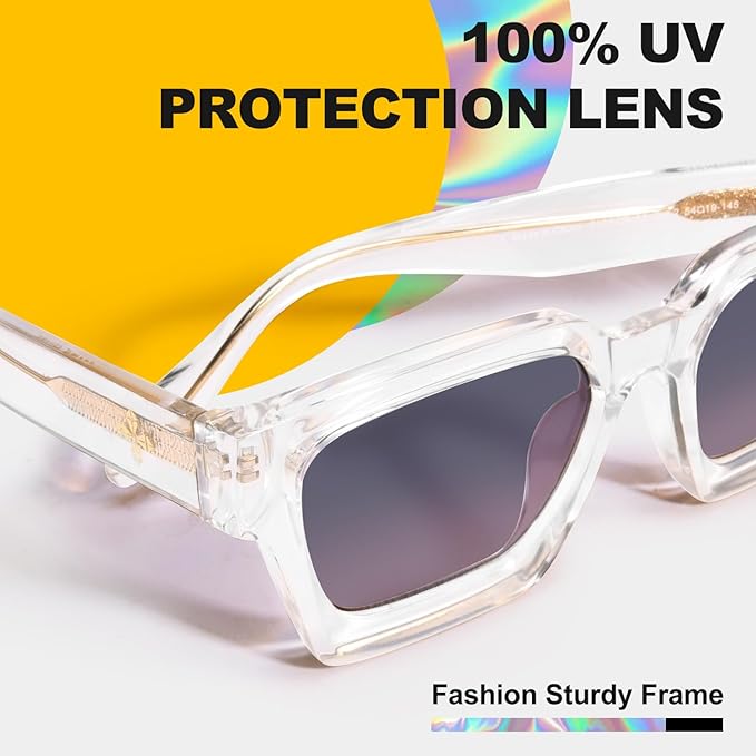 VISOONE Fashion 100% UV400 Protection Rectangle TR90 Y2K Sunglasses Accessories for Women Men RIVER