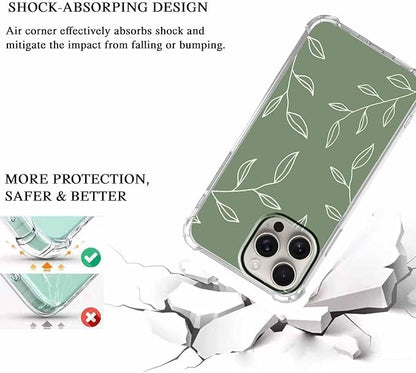 Case for iPhone 16 Pro with Minimalist Art Design,Aesthetic Sage Green Leaves Branches Pattern,Trendy Soft TPU Bumper Case Cover,6.3"(Leaf,16pr)