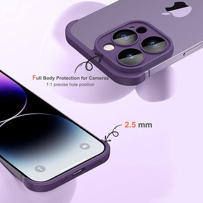 Frameless Case for iPhone 15 Pro Max Case with Camera Lens Protector, Slim Soft TPU Silicone Shockproof Phone Borderless Cover,Ultra-Thin Lightweight Bumper Frameless Slim Cover,Gray,