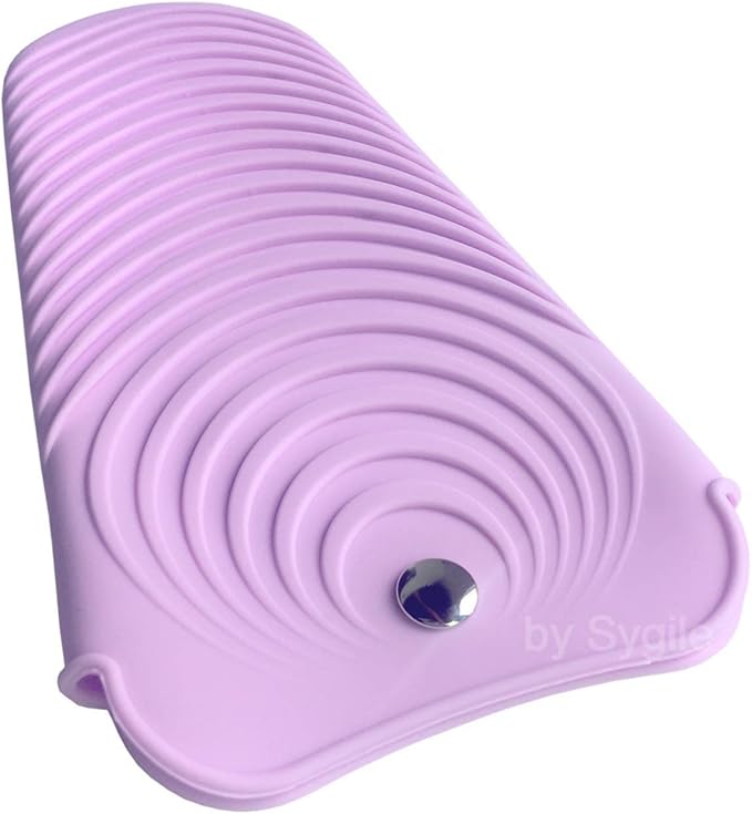 2in1 11" X 7.5" Blush Pink Large Heat Resistant Silicone Mat, Anti-Heat Travel Pad and Purple Pouch for Hair Straighteners, Curling Irons, Flat Irons and Hair Styling Tools Holder