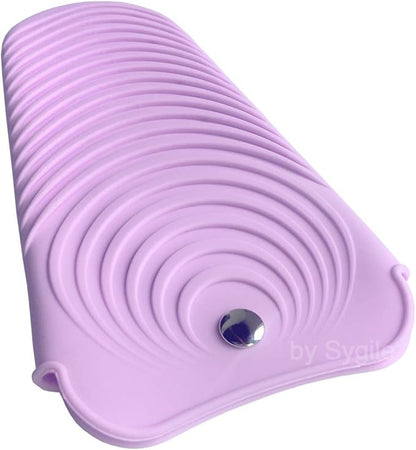 2in1 11" X 7.5" Blush Pink Large Heat Resistant Silicone Mat, Anti-Heat Travel Pad and Purple Pouch for Hair Straighteners, Curling Irons, Flat Irons and Hair Styling Tools Holder