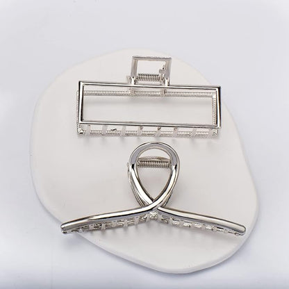 4 Pack Large Metal Hair Clips for Thin to Thick Curly Hair, 4.3 Inch Big Nonslip Silver Color Clamps, Perfect Fashion Jaw Claw Hair Styling Accessories for Women and Girls