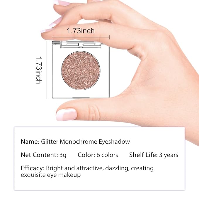 Monochrome Pressed Eyeshadow, Waterproof Neutral Powde Mini Shimmer Gold Brown Eyeshadow, sombras para ojos, Talc, Paraben & Cruelty Free (H01#Shimmer Gold Brown)