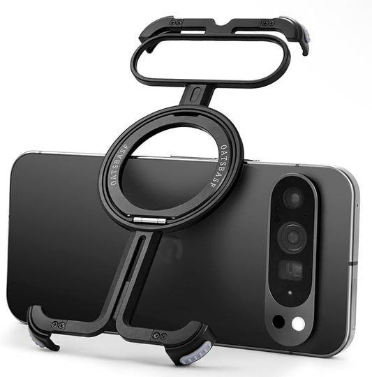 OATSBASF Bumper Case for Google Pixel 9 Pro/Pixel 9, Invisible Magnetic O-Ring Stand Case, Minimalist Phone Case for Google Pixel 9 Pro/Pixel 9, Frameless Design, Black