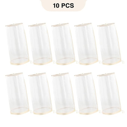 10pcs Wig Storage for Multiple Wigs Bag with Drawstring, Transparent Dust-Free Mesh Hair Extension Storage for Mannequin Head Wig Accessories (Light Golden)