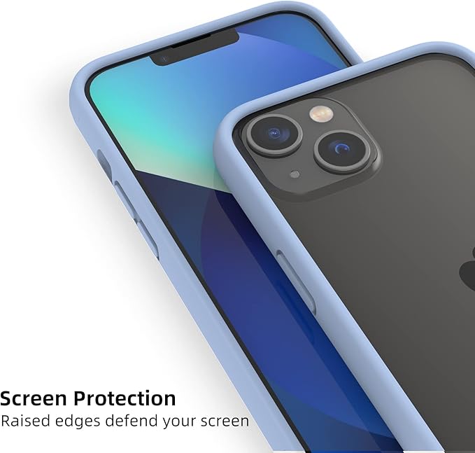 K TOMOTO iPhone 13/13 Pro Silicone Bumper Case (6.1 Inch), Shock-Absorb, Raised Edge Protection, Drop Protection, Silky and Soft Touch, Fog Blue