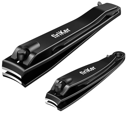 Nail Clippers Set, Heavy Duty Black Matte Stainless Steel nail Clipper with Nail File,Fingernail and Toenail Clipper Cutters, Nail Clipper Tools for Men & Women,Christmas Best Gift Tin Case