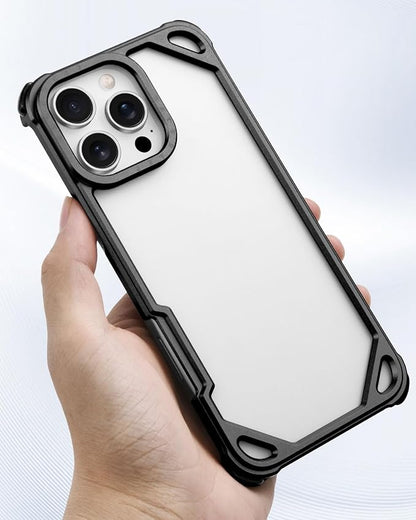 OATSBASF for iPhone 16 Pro 6.3" Bumper Case Metal, Aluminum Frame Slim Fit No Back Design, Compatible with MagSafe, 4 Corner Shockproof Protection, Minimalist Frameless Phone Case, Black
