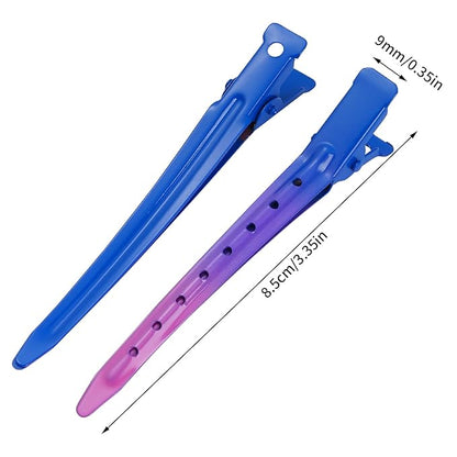 24 Packs Duck Bill Clips, Bantoye 3.35 Inches Rustproof Metal Alligator Curl Clips with Holes for Hair Styling, Hair Coloring, Gradient Deep Blue
