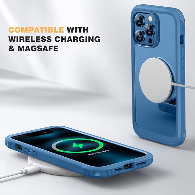 Miracase Designed for iPhone 12 Pro Max Case, Full Body Rugged Case with Built-in Touch Sensitive Anti-Scratch Screen Protector, Soft TPU Case Compatible with iPhone 12 Pro Max 6.7", Water Blue