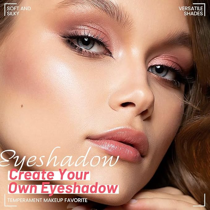 evpct 4 Colors Travel Eye Shadow Quad Palette Makeup, Bright Nude Champagne Gold Brown Cocoa Glitter Sparkly Shimmer Matte High Pigment Mini Eyeshadow Palette for older Women, Built in Mirror, A01