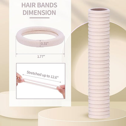 150 Pcs Elastic Hair Ties No Damage for Thick & Thin Hair, Ponytail Holders, Elastics, Soft Pony Tails Bands for Women, Beige