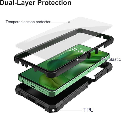 Ailiber for Moto G Stylus 2025 Phone Case, Motorola G Stylus 5G 2025 Case with Screen Protector, Dual Layer Protection, Shockproof Corner TPU Bumper, Heavy Duty Rubber Cell Phone Cover-Black