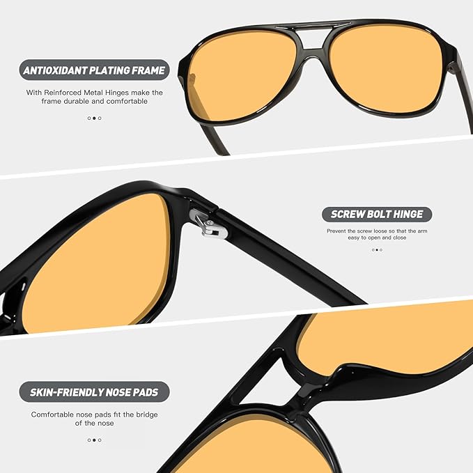 YDAOWKN Retro Aviator Sunglasses for Women Mens Large Frame Classic Vintage 70s Sun Glasses Aviators