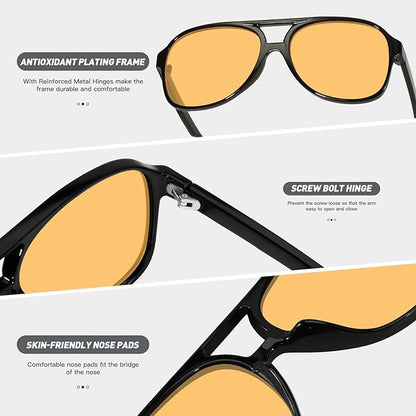 YDAOWKN Retro Aviator Sunglasses for Women Mens Large Frame Classic Vintage 70s Sun Glasses Aviators