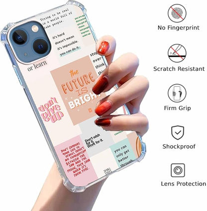 Case for iPhone 15 Plus with Motivational Quotes Design,Encouraging Words Collage Pattern for Teen,Soft TPU Bumper Phone Cover(15plus,Positive)