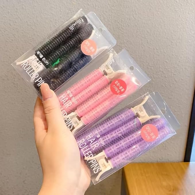 4 Pcs Pink Hair Rollers with Clip for Volumizing Bangs Curls - DIY Hair Styling Accessories Tool and Portable Self Grip Volume Clips，Volumizing Hair Clips,Styling Tools and Appliances