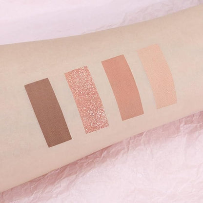 4 Colors Matte Shimmer Eyeshadow Makeup Palette,Nude Light Dark Brown Rose Gold Highly Pigmented Natural Neutral Eye Shadow Palette,Long Lasting Waterproof Naturing-Looking Women Girls Eye Shadow