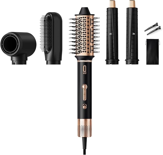 5 in 1 High-Speed Hot Air Styler - Professional Frizz-Free Hair Dryer Brush with Negative Ions, Fast Drying Blow Dryer Brush, No Heat Damage, Auto-Wrap Curl, Volumize, Straighten
