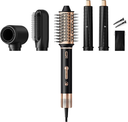 5 in 1 High-Speed Hot Air Styler - Professional Frizz-Free Hair Dryer Brush with Negative Ions, Fast Drying Blow Dryer Brush, No Heat Damage, Auto-Wrap Curl, Volumize, Straighten