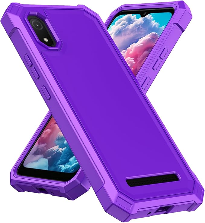 for Cloud Mobile Stratus C8 Case with Screen Protector,Full Body Protection Front PC Back Soft Silicone Bumper,Heavy Duty Protection Shockproof Phone Case for Cloud Mobile Stratus C8 Purple