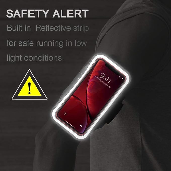 iPhone 16 15 14 Armband, JEMACHE Water Resistant Gym Running Workouts Arm Band for iPhone 16e 16 15 14 13 12 11 Pro with Key Holder (Rose)