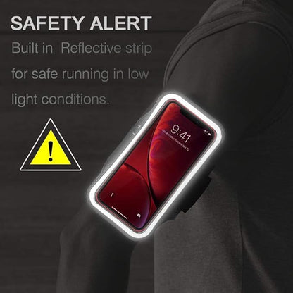iPhone 16 15 14 Armband, JEMACHE Water Resistant Gym Running Workouts Arm Band for iPhone 16e 16 15 14 13 12 11 Pro with Key Holder (Rose)