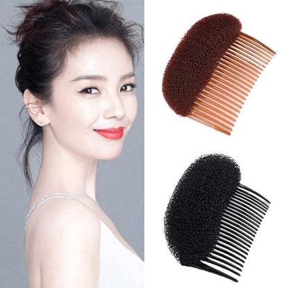 2PCS Women Lady Girls Soft Sponge Foam Hair Base Inserts Bump Up Hair Pads Stick Bun Maker Hair Styling Clip Hair Comb Braid Tool Hair Styling Accessories Brown