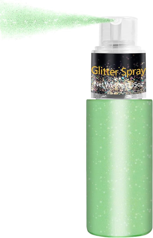 Non-Aerosol Hair and Body Glitter Spray, Holographic Glitter Highlighter Powder, Face Body Clothes Shiny Glitter, Loose Shimmer Hairspray Festival Rave Prom St. Patrick's Day Accessories