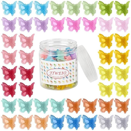 50 Pieces Butterfly Hair Clips Jelly Color Mini Clips , Beautiful Accessories for Women and Girls with Box Packaged , 15 Matte Candy Colors