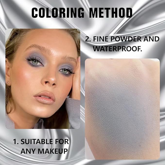 evpct Matte Smoky Gray Single Eye Shadow Palette Makeup for Older Women, Grey Cream Eye shadow Palette Single for Older Women Matte, High Pigment Waterproof Monochrome Mini Eyeshadow, sombra de ojos