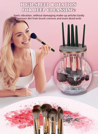 PRO Makeup Brush Cleaner, Electric Automatic Rotating Cosmetic Brush Cleaner, Portable Makeup Suitable for Use of the Size of the Makeup Brush