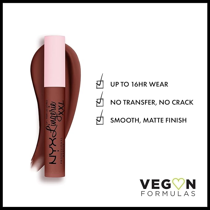 NYX PROFESSIONAL MAKEUP Lip Lingerie XXL Matte Liquid Lipstick - Low Cut (Warm Brown Nude)