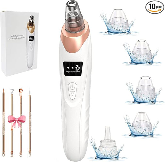 2025 Blackhead Remover Pore Vacuum,Facial Pore Cleaner-5 Suction Power,5 Probes,USB Rechargeable Blackhead Vacuum Kit Electric Acne Extractor Tool for Adult (White)
