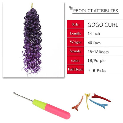8 Packs Curly Crochet Hair GoGo Curl Crochet hair for Black Women Deep Wave Braiding hair,Synthetic Bohemian Crochet Braid Water Wave Crochet hair Extensions (Purple, 14inch)