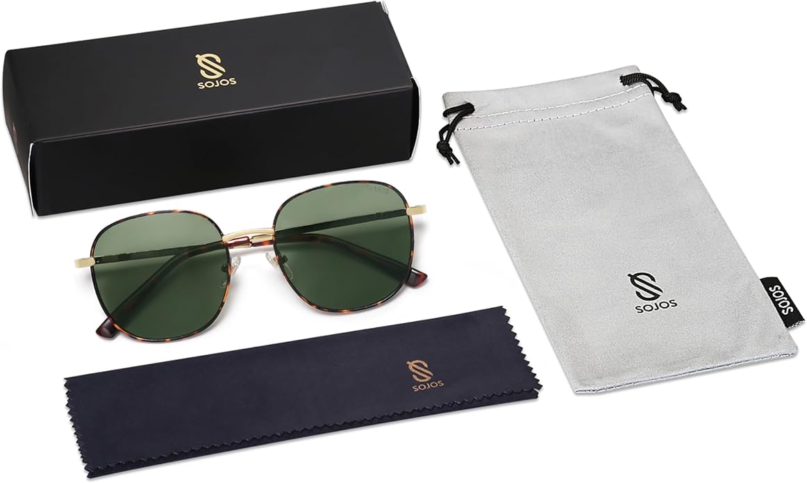 SOJOS Classic Trendy Square Sunglasses for Women Men Cute Big Frame Gold Shades SJ1137