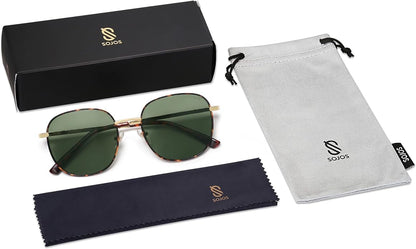 SOJOS Classic Trendy Square Sunglasses for Women Men Cute Big Frame Gold Shades SJ1137
