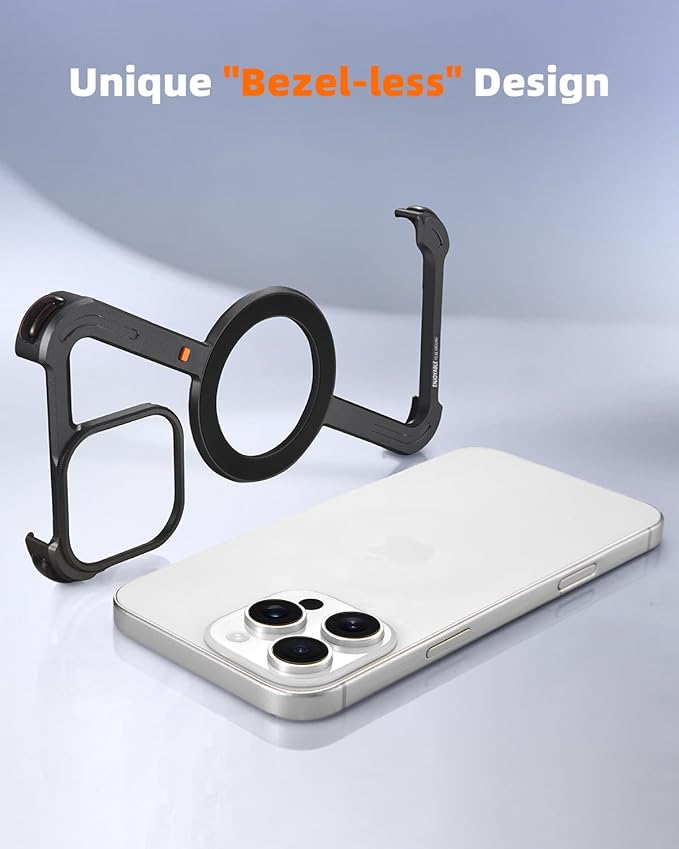 OATSBASF Minimalist Phone Case Compatible with iPhone 16 Pro 6.3", [Compatible with Magsafe] Aluminum Metal Frameless Design Bumper Z Case, Protective Shock Grade Shell, Black