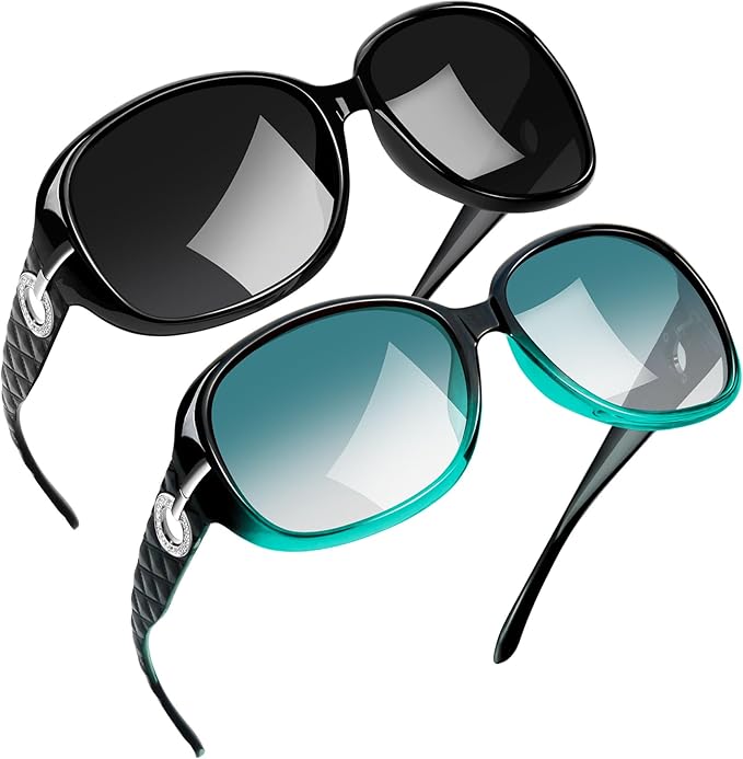 Joopin Big Womens Sunglasses Polarized Trendy Sun Glasses Large Rectangle UV Protection Rhinestone Sunnies