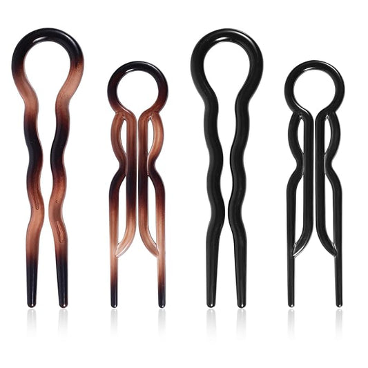4pcs Hair Pin, 2 Styles 2025 New Elegant French Twist U-Shaped Hairpin Clips Accessories Supplies for Women All Hair Types & Any Occasion