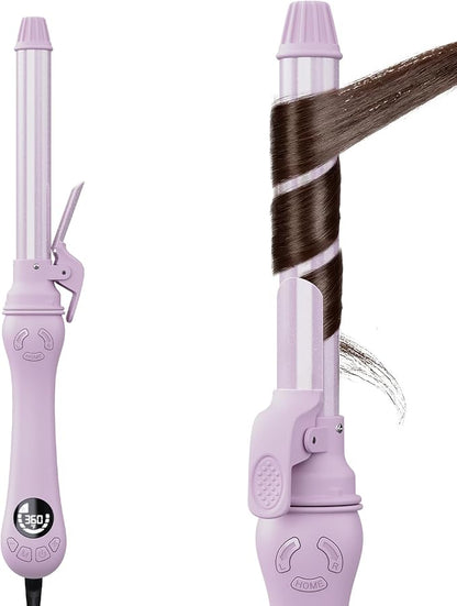 New Version Lanvier Rotating Curling Iron 1 Inch Automatic Curling Wand for Waves; Tourmaline Ceramic Self Curler with 2 Rotating Speed, 11 Adjustable Temperature & Dual Voltage for Worldwide Use