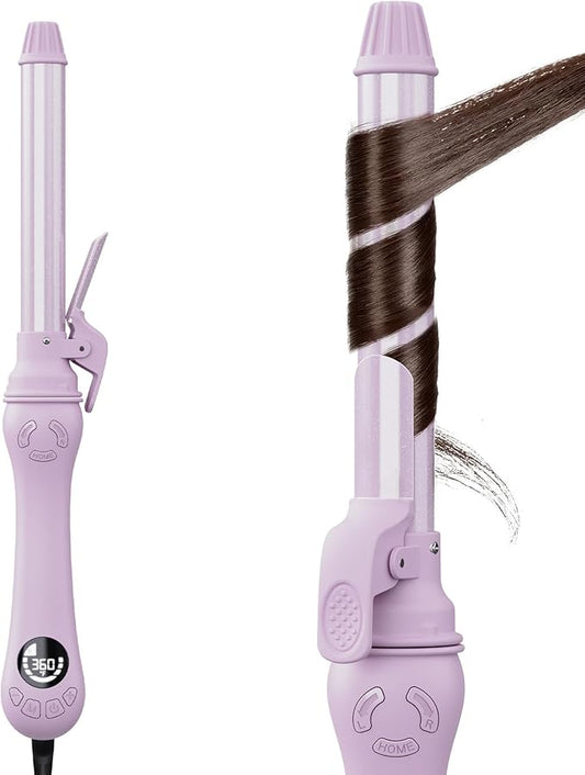 New Version Lanvier Rotating Curling Iron 1 Inch Automatic Curling Wand for Waves; Tourmaline Ceramic Self Curler with 2 Rotating Speed, 11 Adjustable Temperature & Dual Voltage for Worldwide Use