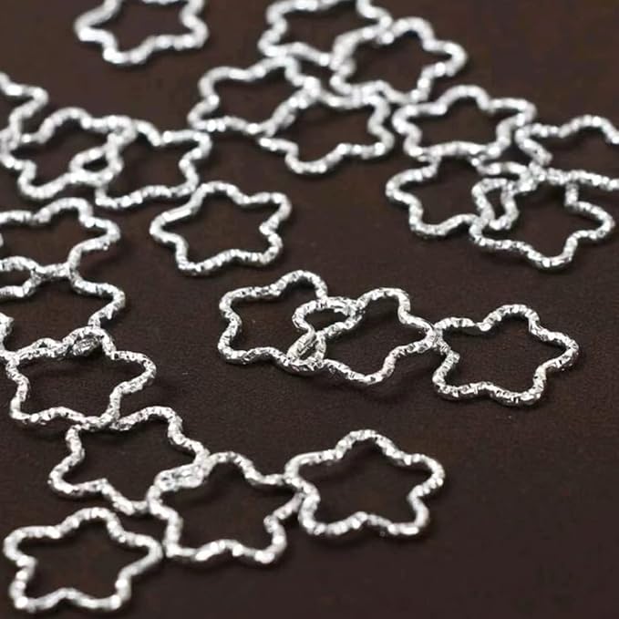 100PCS Silver Star and Silver Love Shape Braids Ring Accessories for Girl and Women Braids Locs Hair Cute Ring Metal Cuffs Decoration(Silver)