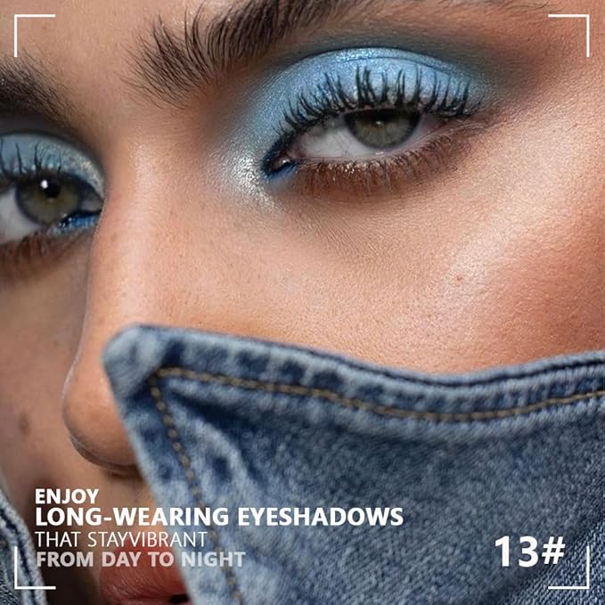 4 Colors Icy Blue Steel Blue Midnight Blue Jet Black Eye Shadow Palette Makeup, Highly Pigmented Waterproof Matte Shimmer Eyeshadow Palette for Women, paleta de sombras de ojos, Vegan & Cruelty-free13