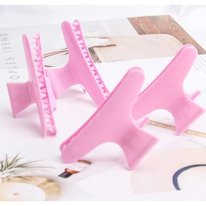 Ondder 12 Pack PInk Butterfly Hair Clamps Clips Hair Claw Clips Pro Salon Clip for Styling, Sectioning, Cutting, Coloring Hair Clips Hairdressing Salon Tool Hair Accessories for Women Girls