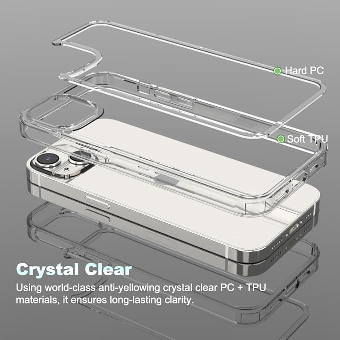 for iPhone 14/13 Clear Frame No-Back Case, Thin Ultra-Light Anti-Yellowing Transparent Protection Heat Dissipation Phone Cover Case 6.1"